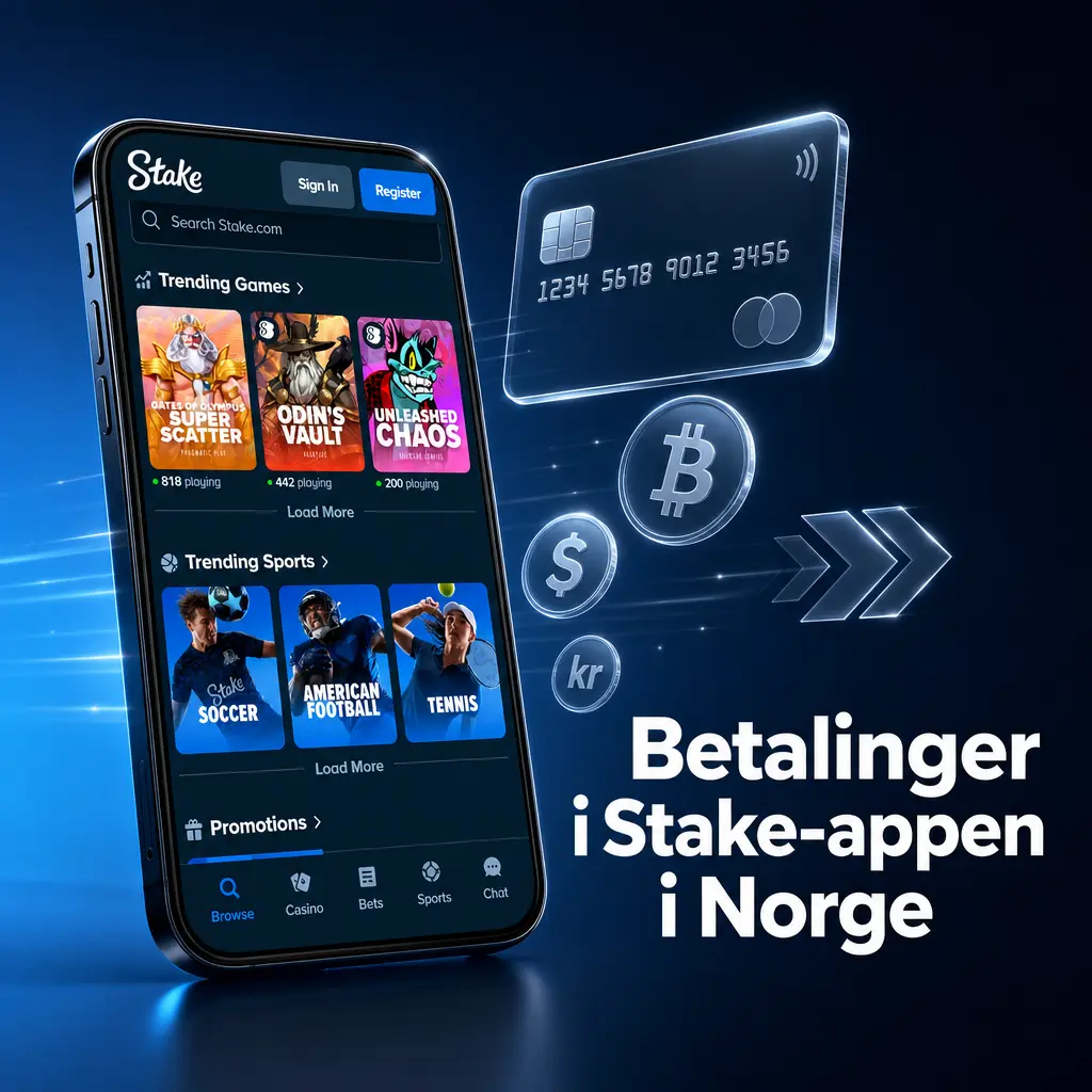 Betalingsmetoder i Stake-appen i Norge: kryptovaluta, bankkort, Apple Pay og Google Pay for raske innskudd og uttak