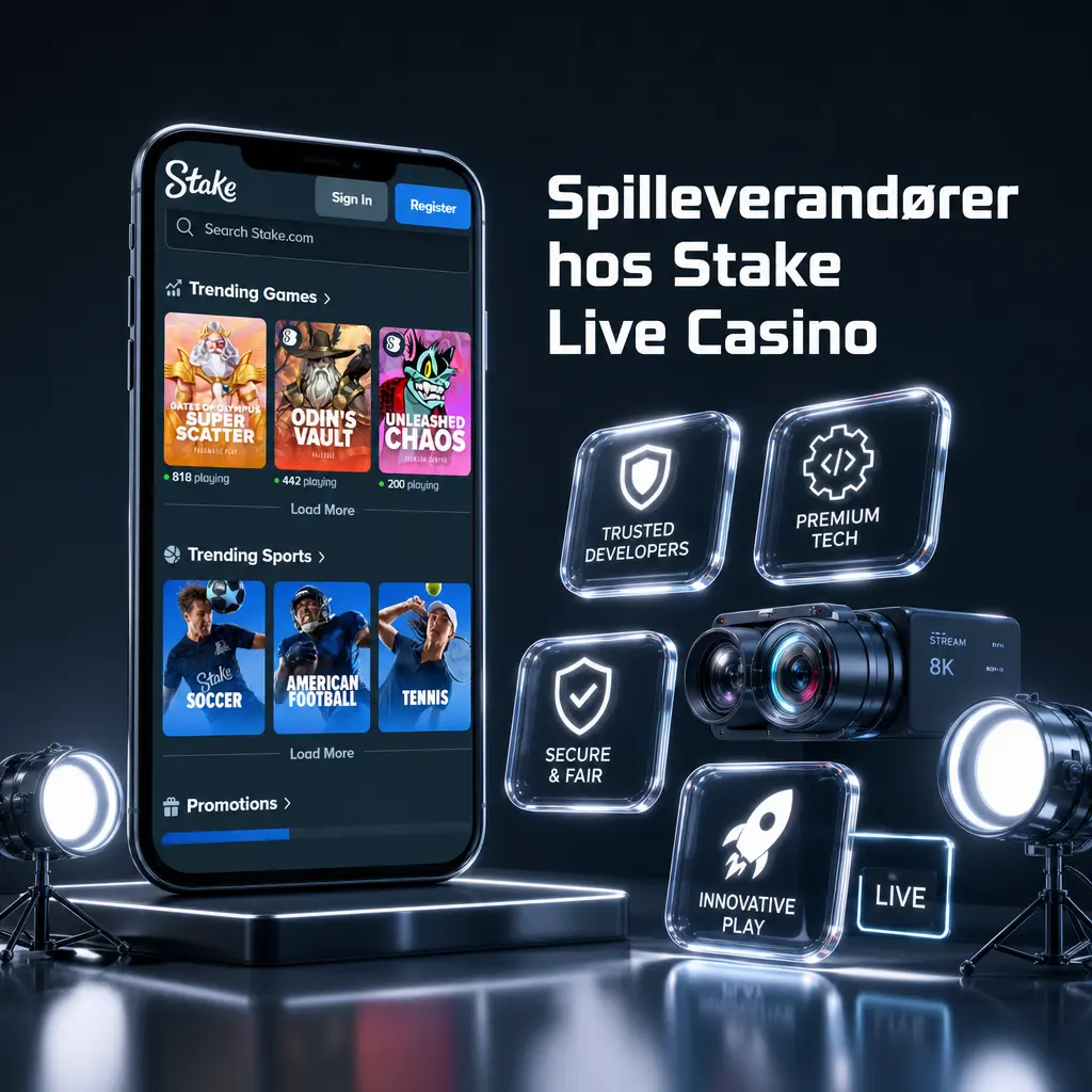 Live casino-spilleverandører hos Stake, inkludert Evolution, Pragmatic Play Live, Ezugi, Vivo Gaming og Authentic Gaming