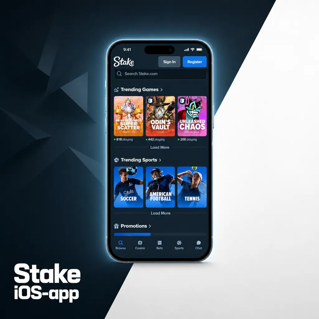 Stake iOS-app: installer PWA på hjemskjermen via Safari for full spillopplevelse på iPhone.