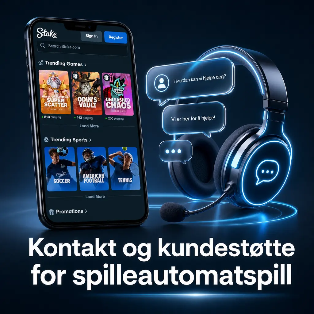 Stake kundestøtte tilgjengelig 24/7 via livechat, e-post, hjelpesenter og sosiale medier for spilleautomatspørsmål.